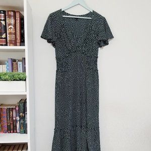 Dark Green Polka Dot Midi Dress